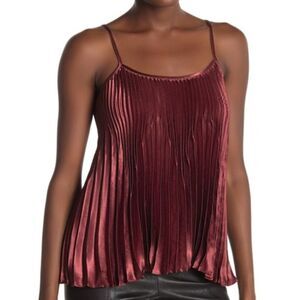 Vince Chevron Pleated‎ Satin Tank Top M